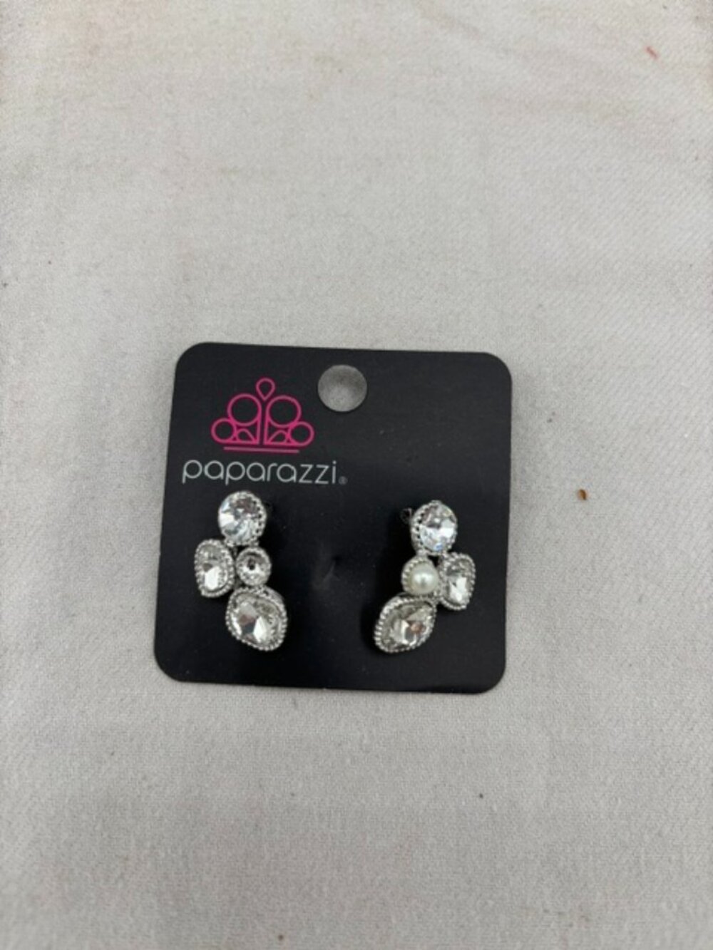 Paparazzi Super Superstar White Earrings